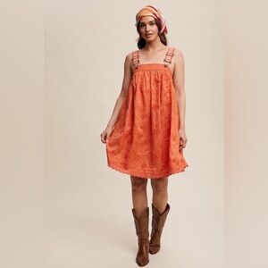 #123 New! Boho Embroidered Overall Dress